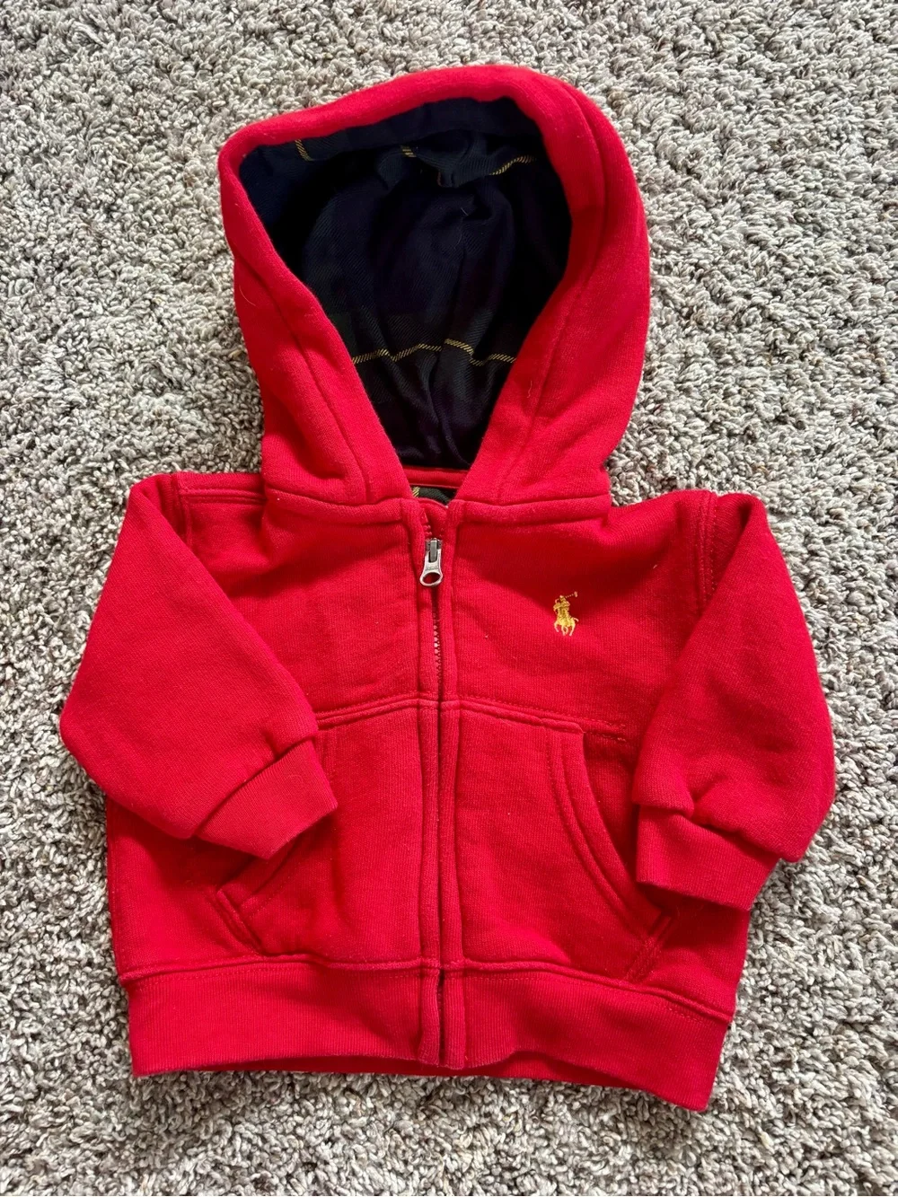 Ralph Lauren Baby Boys Red Fleece Zip Up Hoodie size 3 months